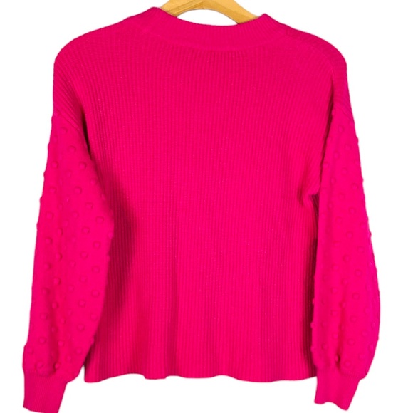 Vince Camuto Women's Bobble Stitch Sleeve Pullover Sweater in Aurora Pink - Picture 3 of 8